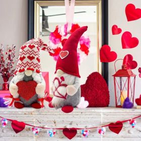 Valentines Day Lighted Gnomes For Home Décor 2PCS Table Red Cupid Gnome Decorations Swedish Plush Elf Scandinavian Tomte Elf Ornaments Sweet Gift (Option: Red)